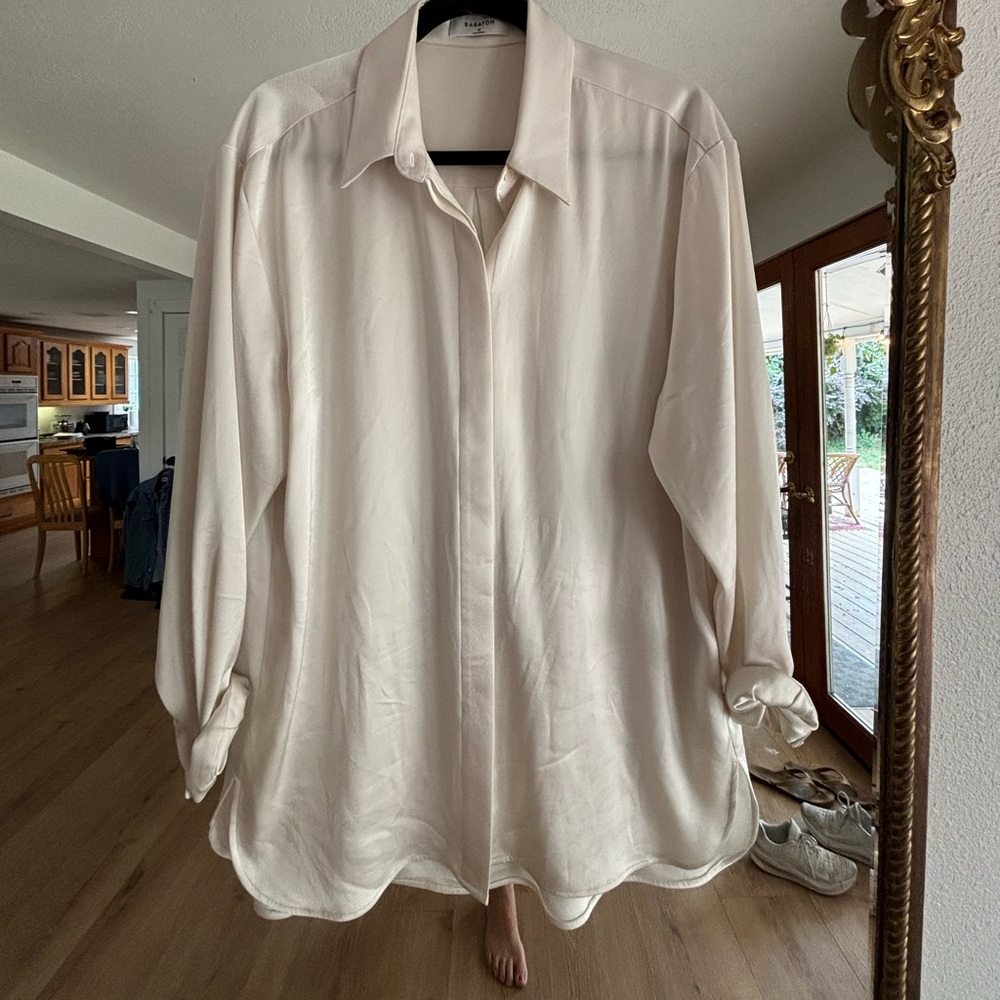 Aritzia Off white silky (not silk) button up